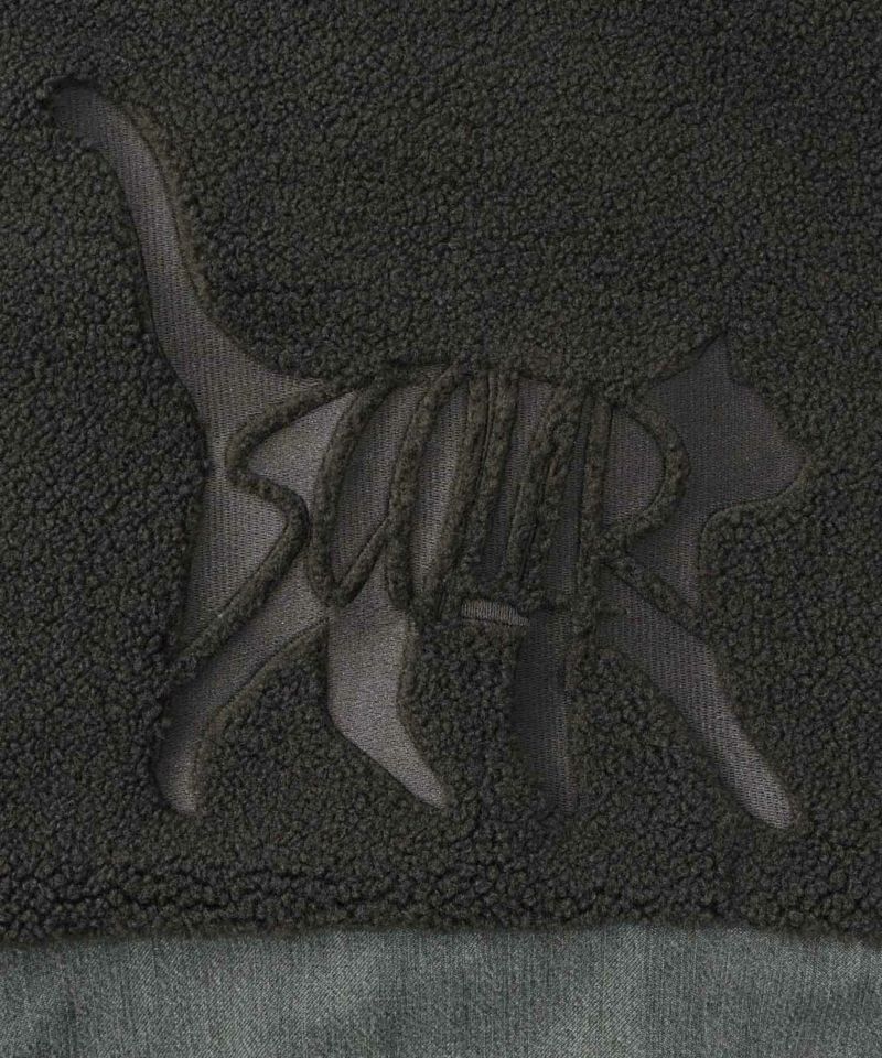 ボア×デニムの異素材切替フード付きブルゾン-11