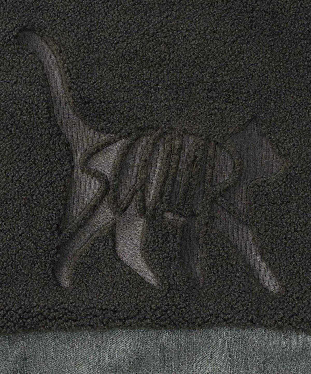 ボア×デニムの異素材切替フード付きブルゾン-11