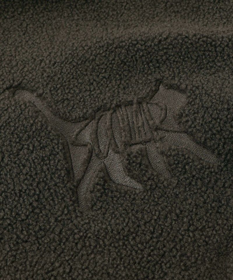 ボア×デニムの異素材切替フード付きブルゾン-17