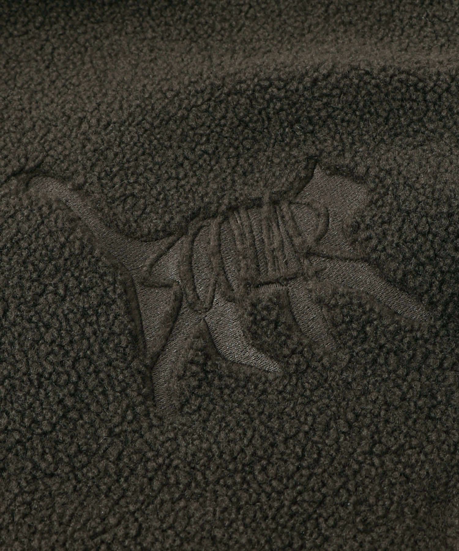 ボア×デニムの異素材切替フード付きブルゾン-17