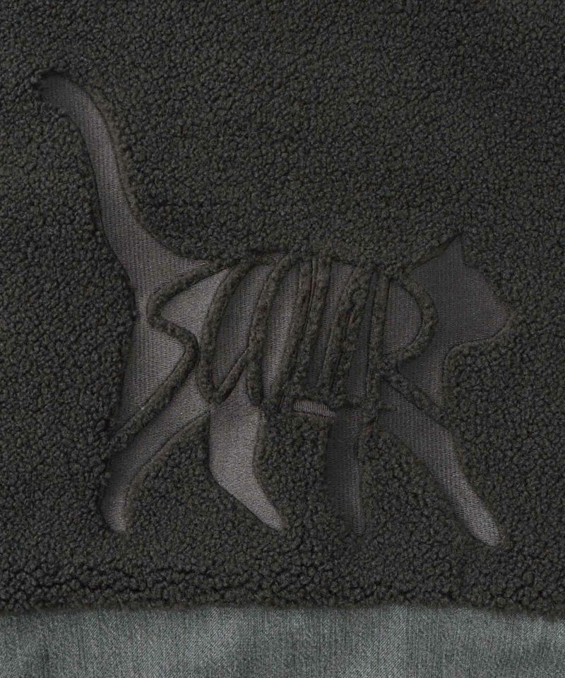 ボア×デニムの異素材切替フード付きブルゾン-20