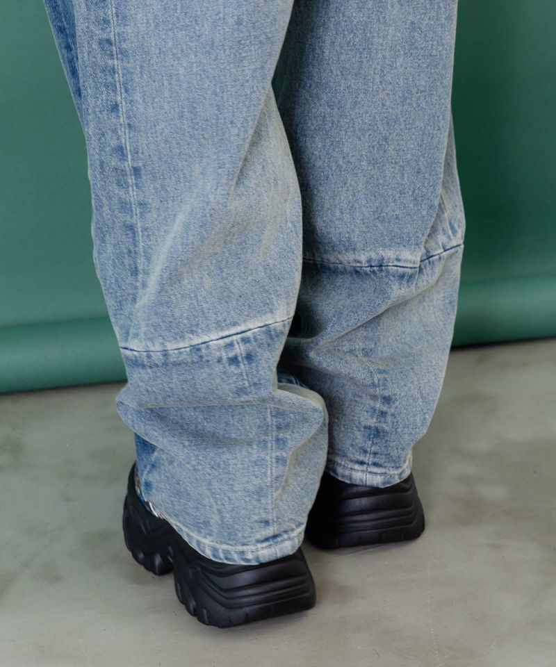 綿×レース異素材アップリケデニムパンツ-6