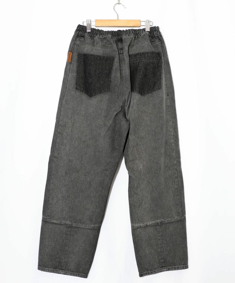 綿×レース異素材アップリケデニムパンツ-19