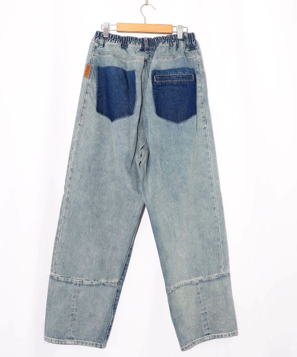 綿×レース異素材アップリケデニムパンツ-22