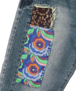 綿×レース異素材アップリケデニムパンツ-23