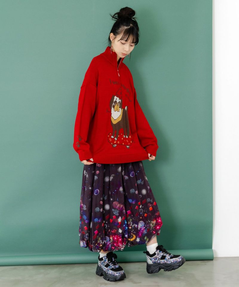 宇宙クラゲ柄もこもこ厚底スニーカー-2