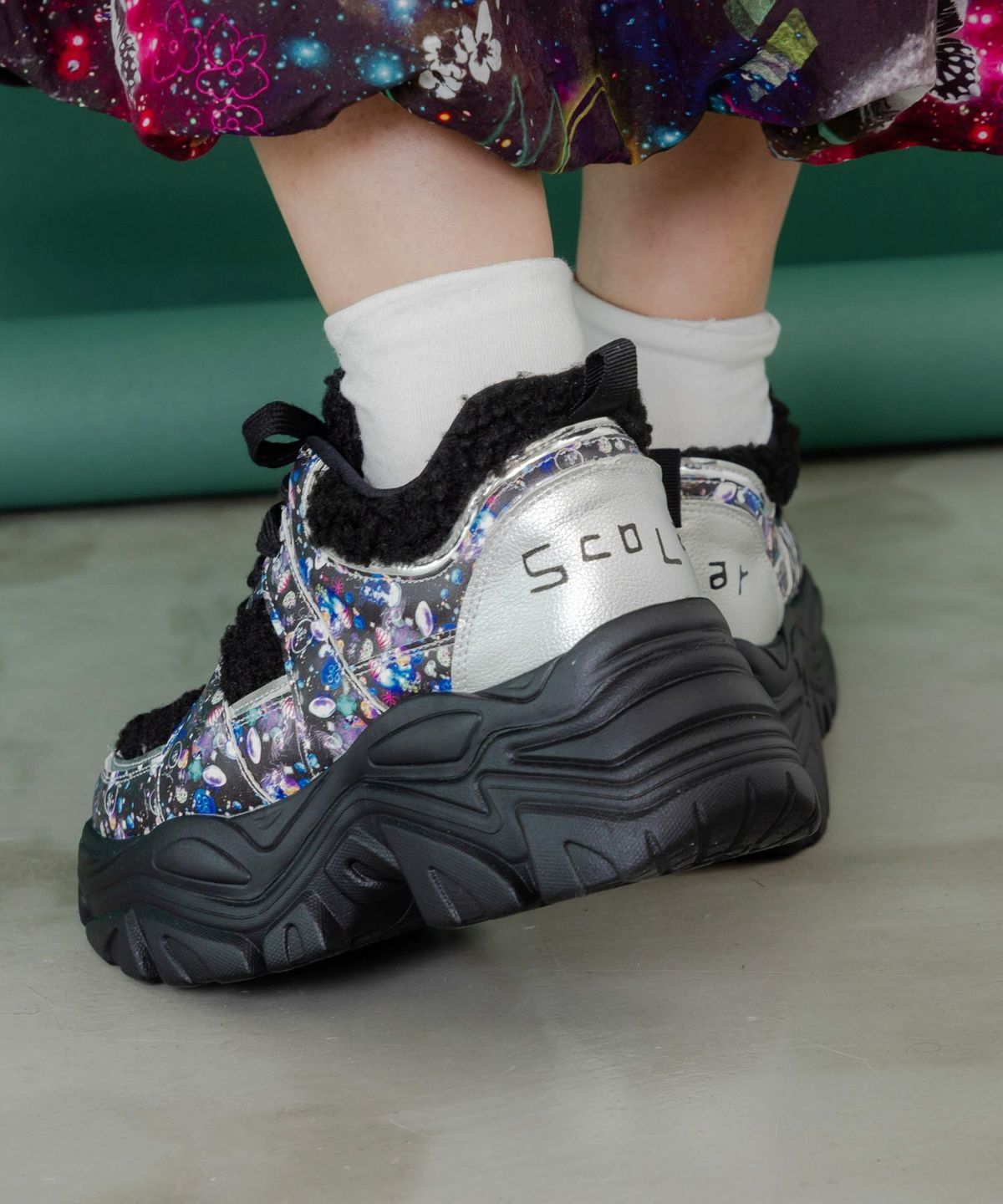 宇宙クラゲ柄もこもこ厚底スニーカー-4