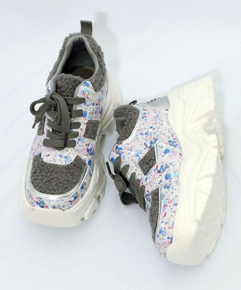 宇宙クラゲ柄もこもこ厚底スニーカー-12