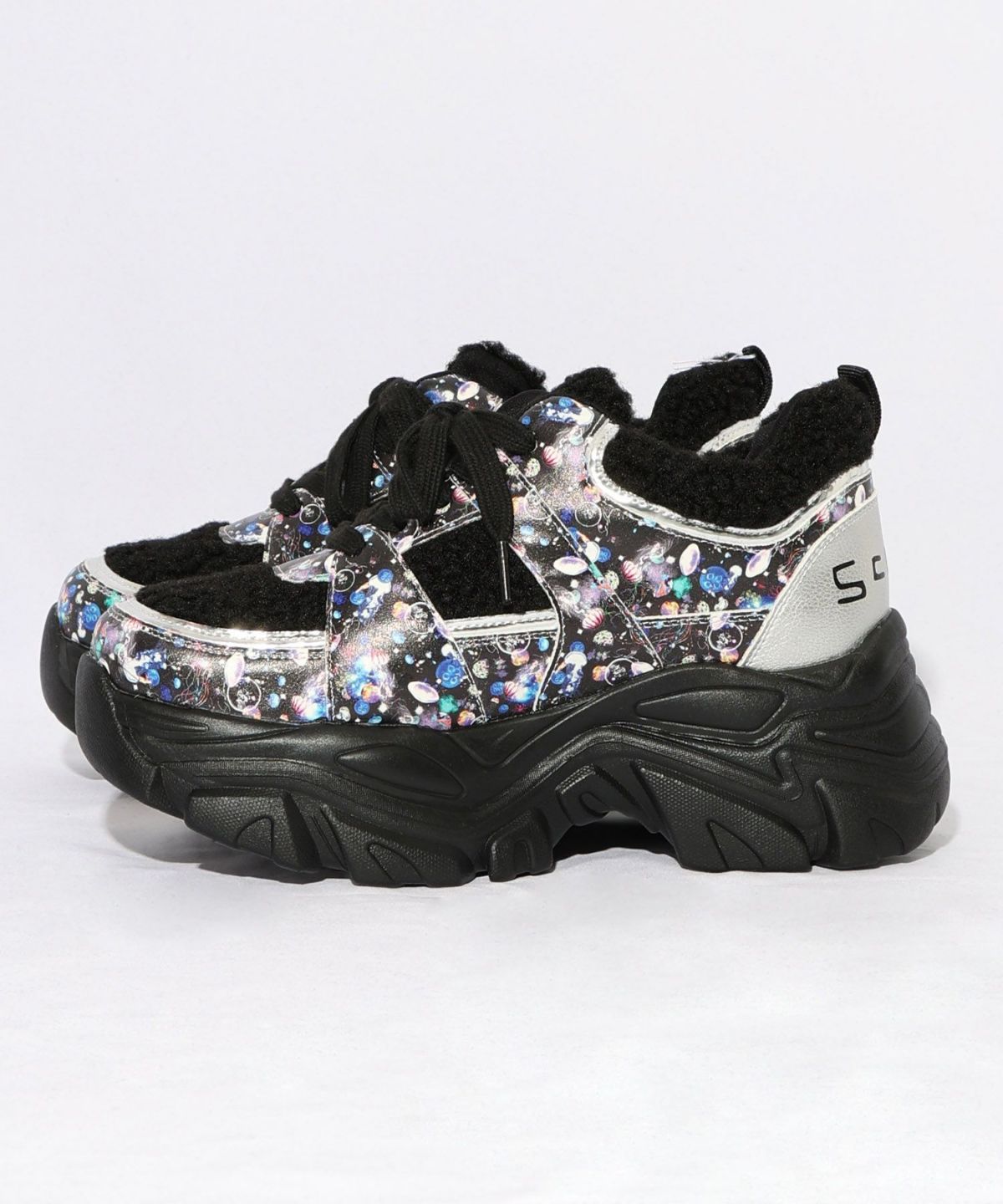 宇宙クラゲ柄もこもこ厚底スニーカー-14