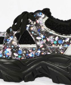 宇宙クラゲ柄もこもこ厚底スニーカー-16