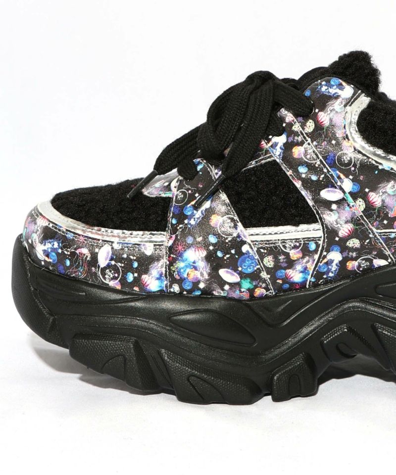 宇宙クラゲ柄もこもこ厚底スニーカー-21