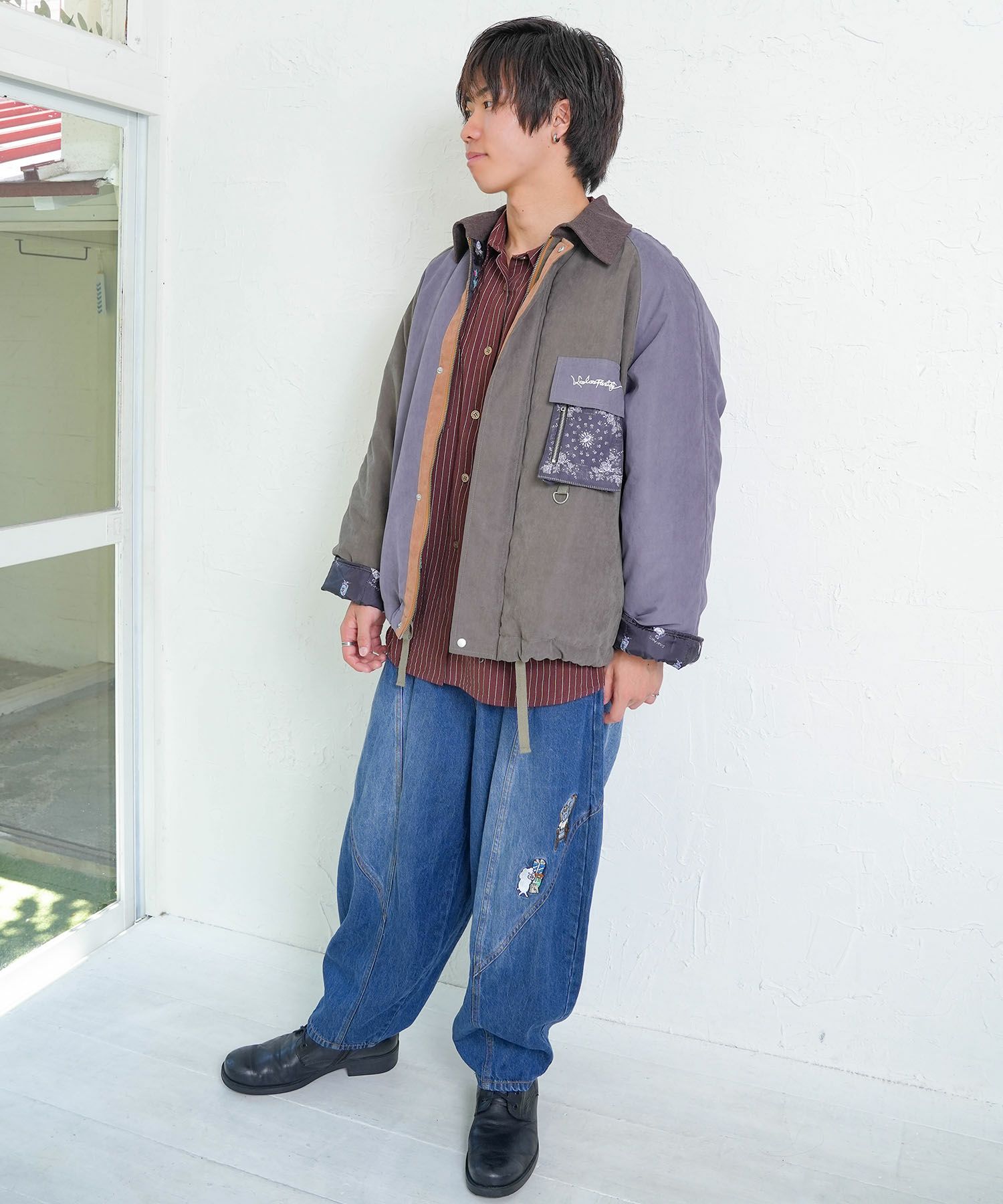 スカラーパリティ　353124：異素材使いの配色切替 中綿キルトジャケット 353124：異素材使いの配色切替 中綿キルトジャケットの通販-ScoLar