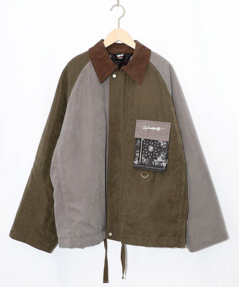 異素材使いの配色切替 中綿キルトジャケット-11