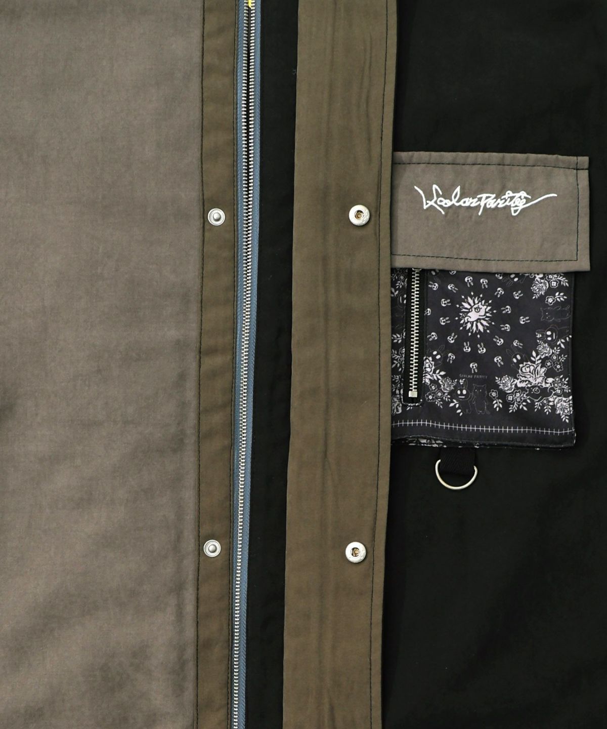 異素材使いの配色切替 中綿キルトジャケット-15