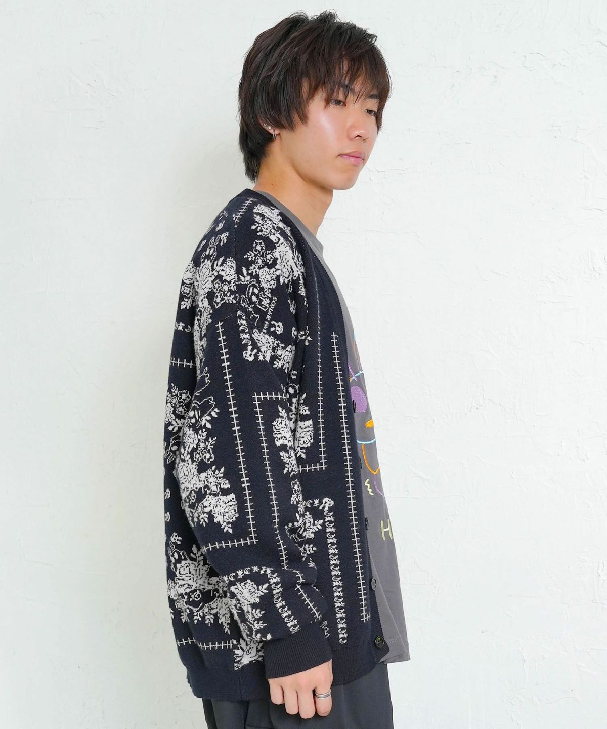 バンダナ柄ジャガードカーディガン-4