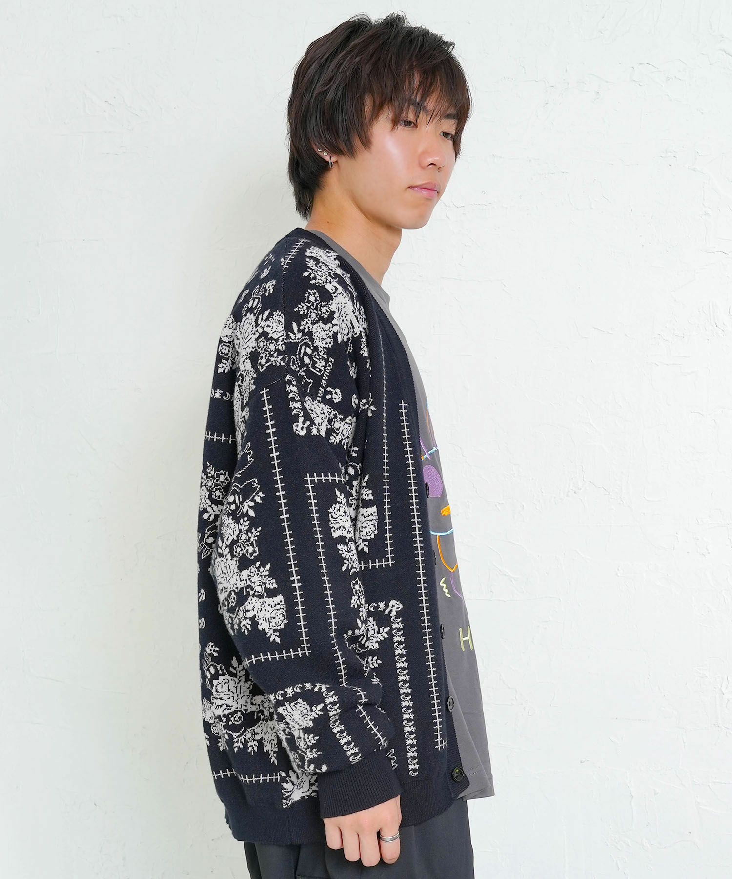 バンダナ柄ジャガードカーディガン-4