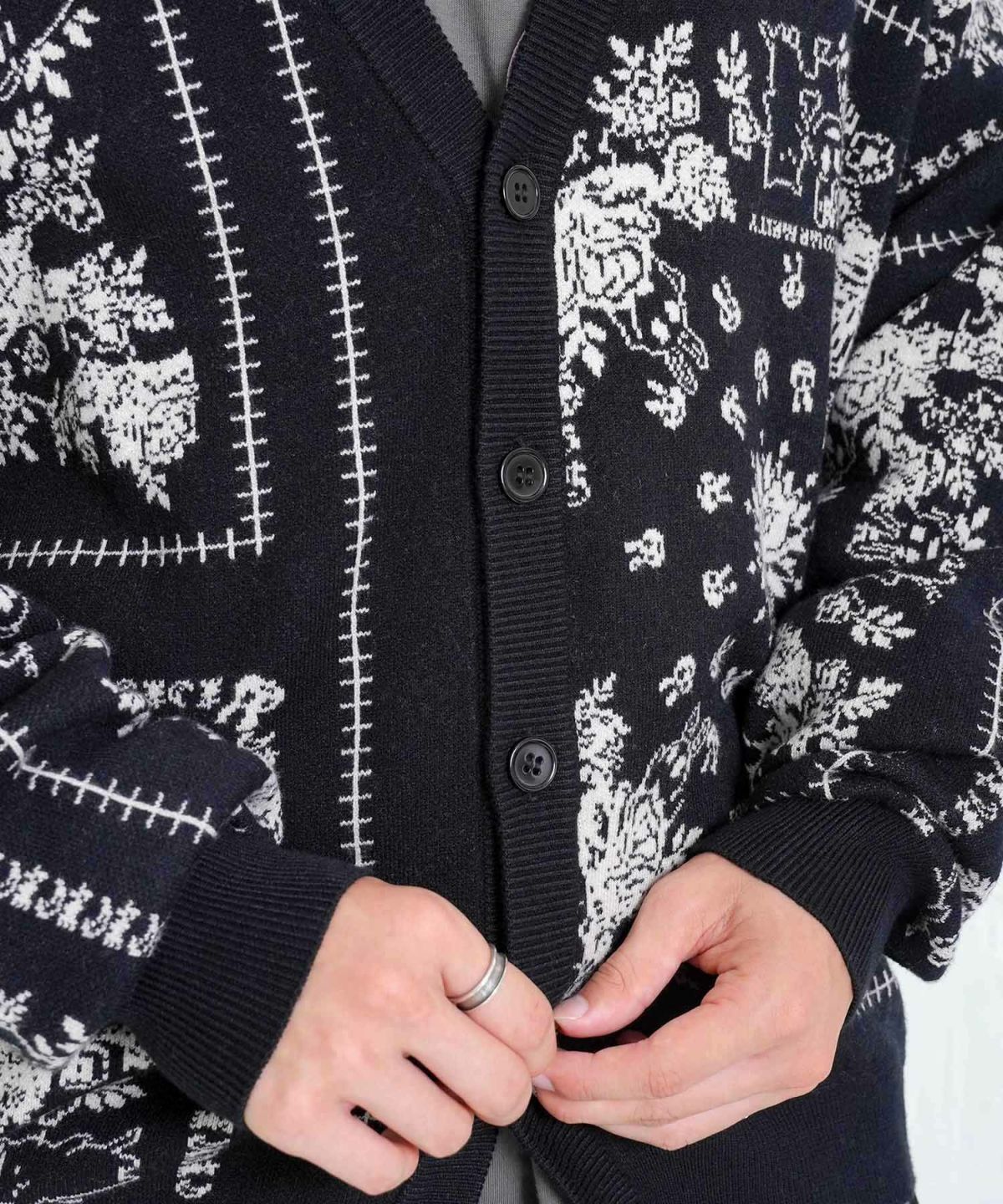 バンダナ柄ジャガードカーディガン-6