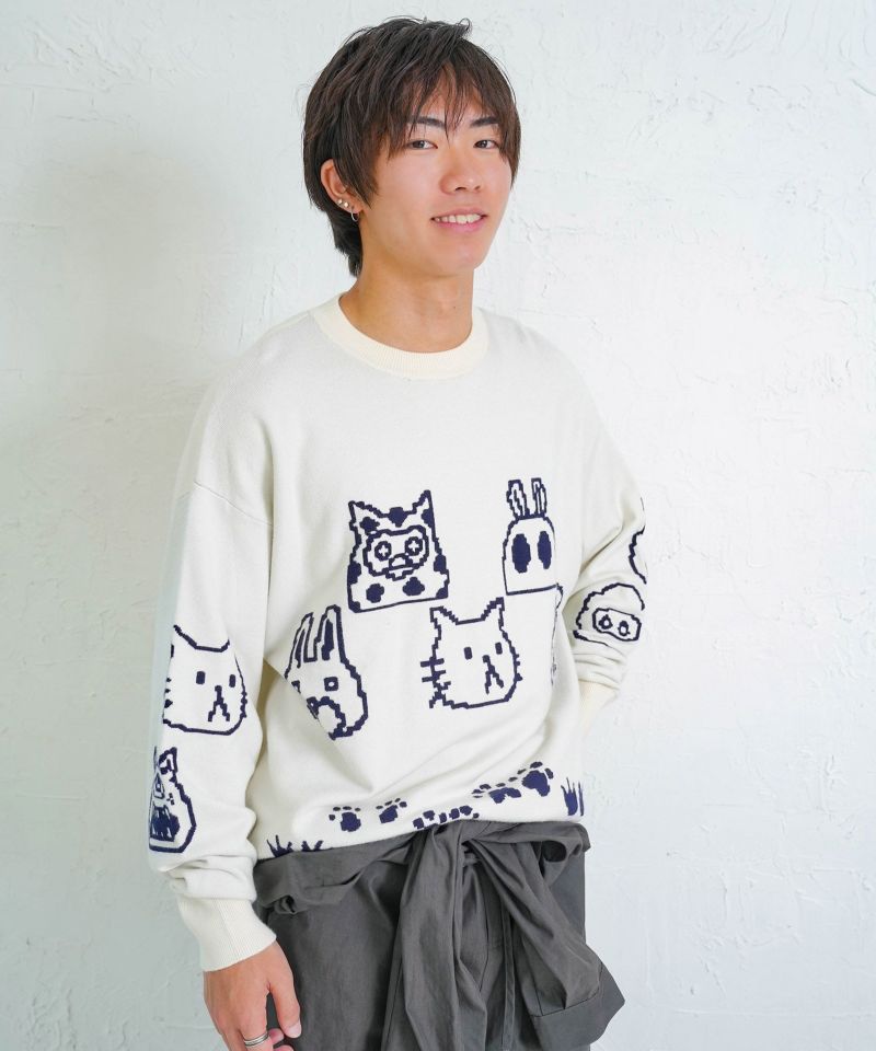 リバーシブルドット絵柄ニットプルオーバー-1