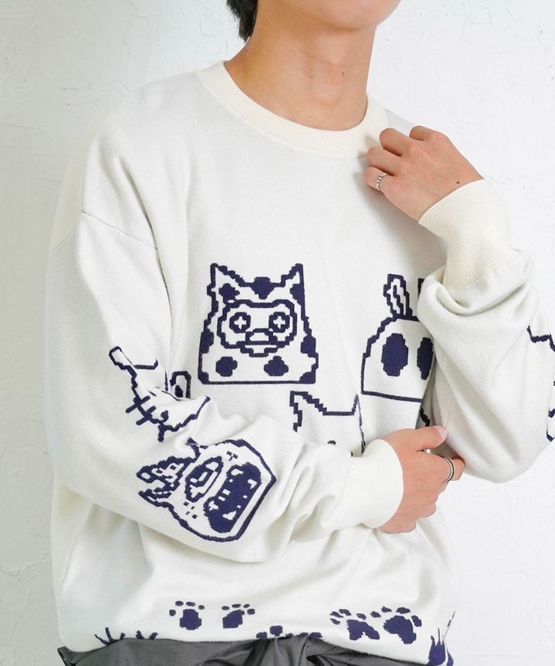 353122：リバーシブルドット絵柄ニットプルオーバーの通販-ScoLar