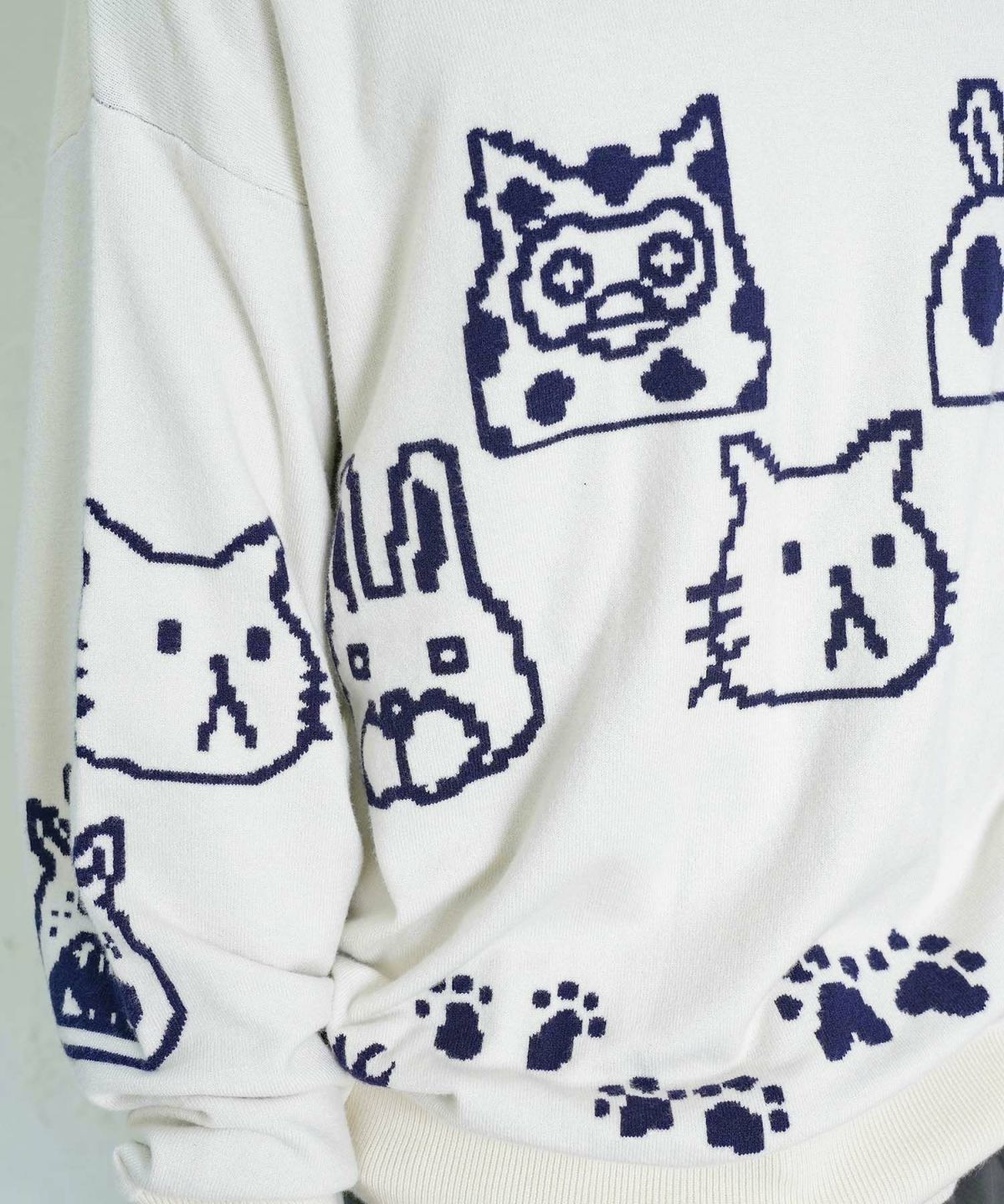 リバーシブルドット絵柄ニットプルオーバー-7