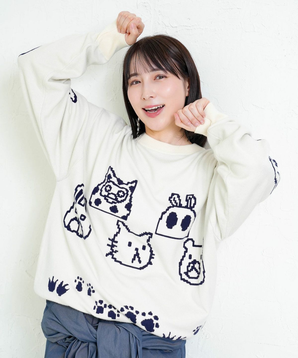 リバーシブルドット絵柄ニットプルオーバー-14