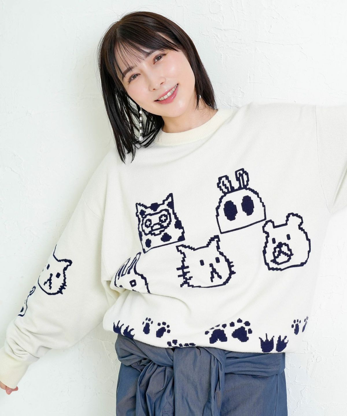 リバーシブルドット絵柄ニットプルオーバー-16