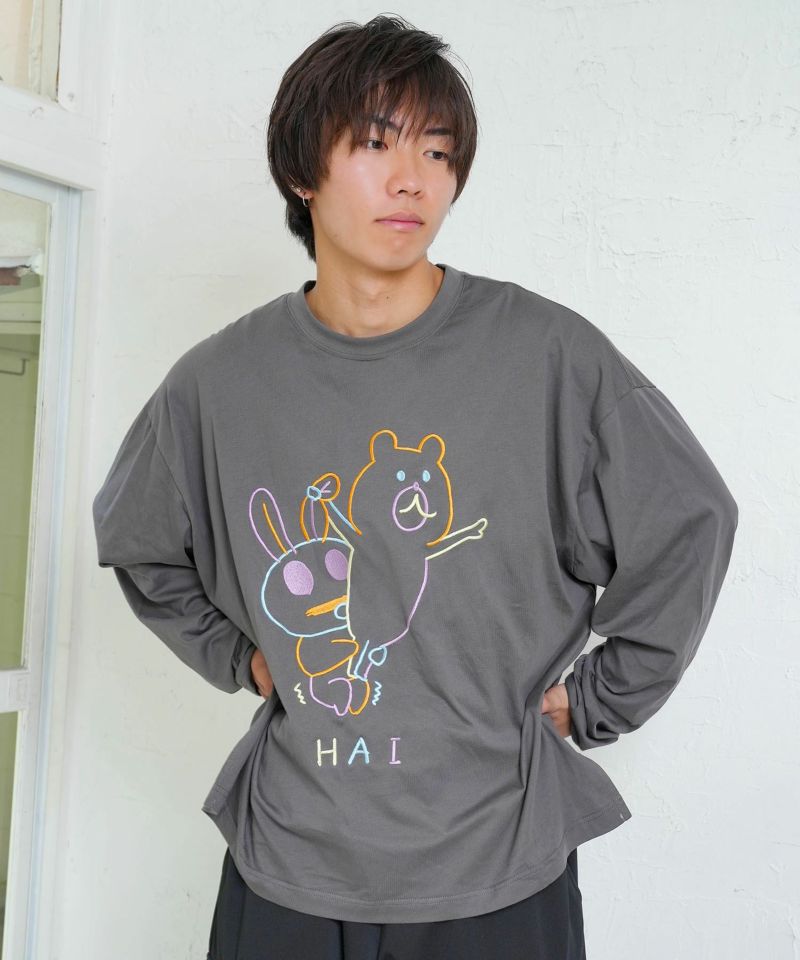 組体操クマうさぎ刺繍プルオーバー-3