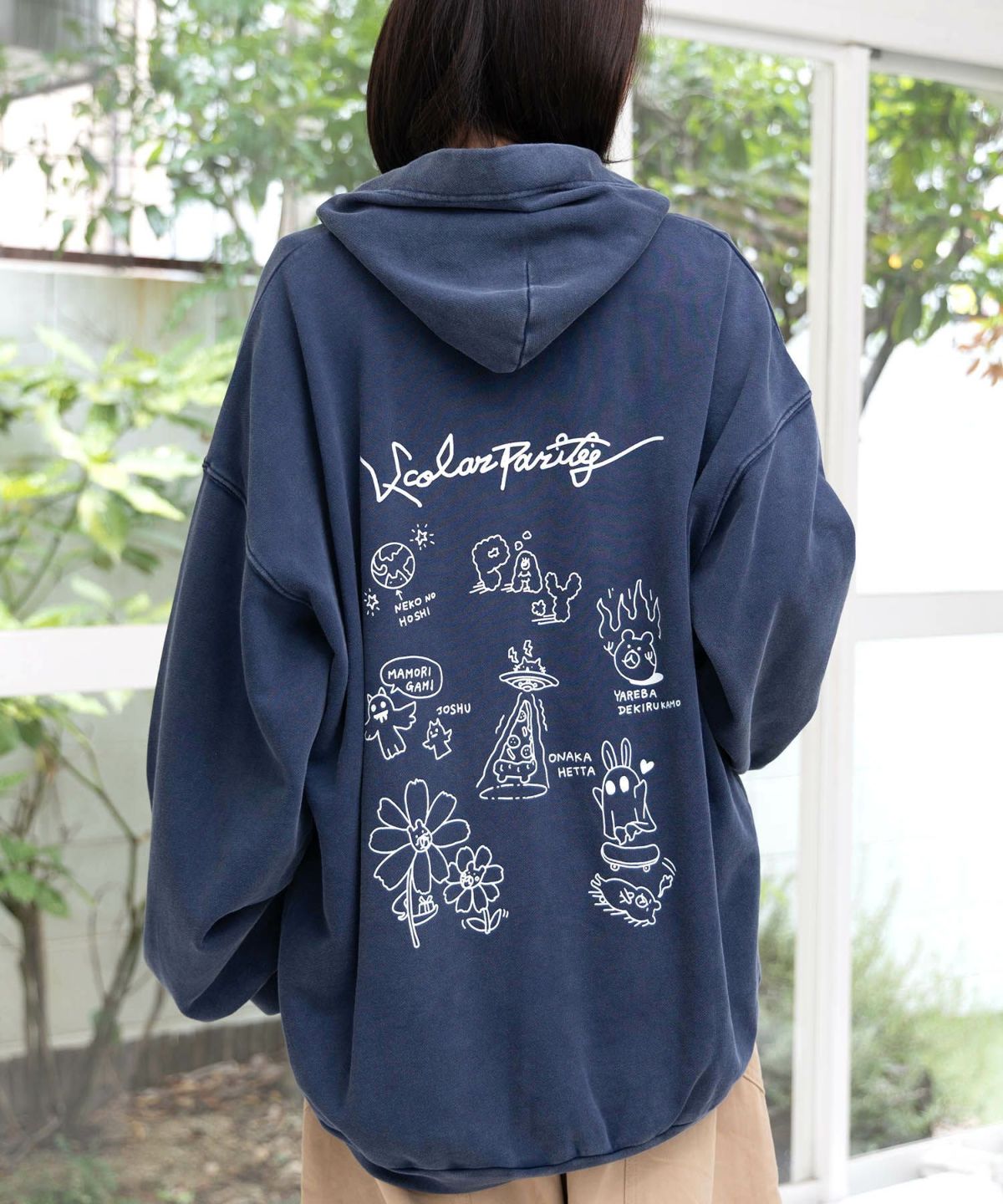 落書き風裏毛スノーウォッシュパーカー-2