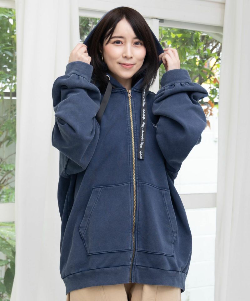 落書き風裏毛スノーウォッシュパーカー-3