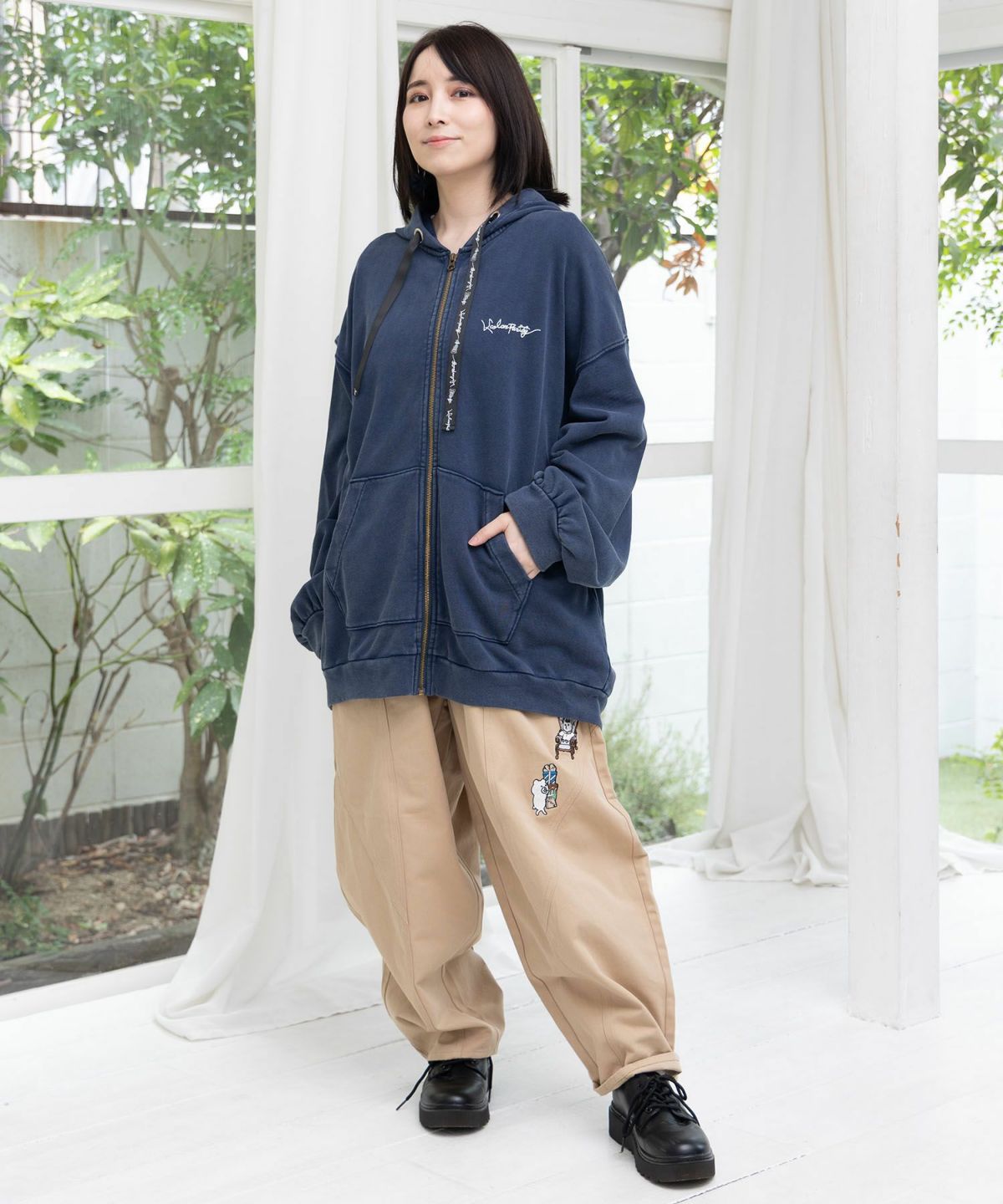 落書き風裏毛スノーウォッシュパーカー-4