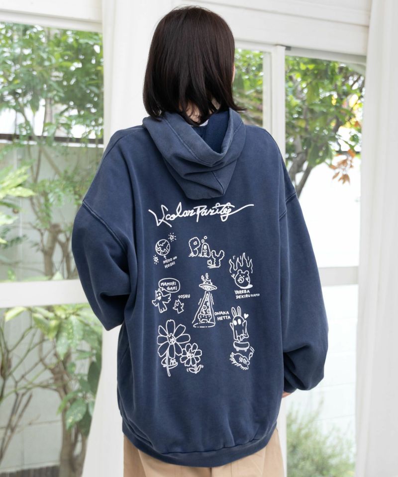 落書き風裏毛スノーウォッシュパーカー-6