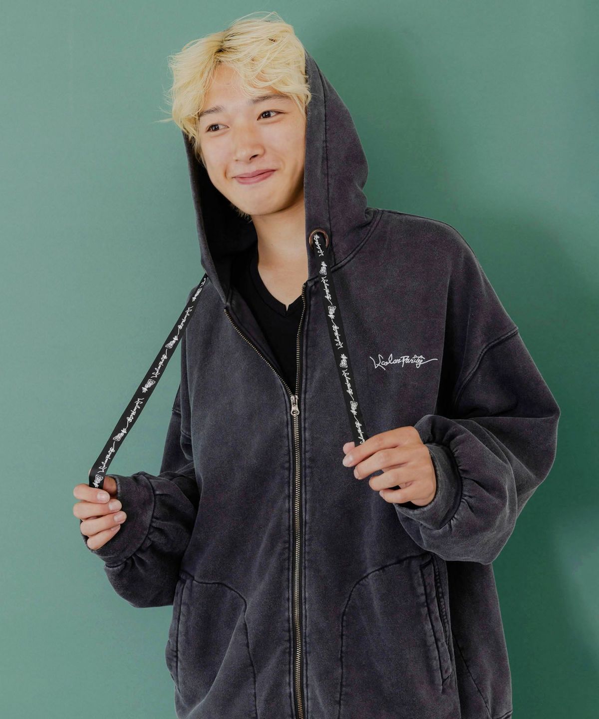 落書き風裏毛スノーウォッシュパーカー-9