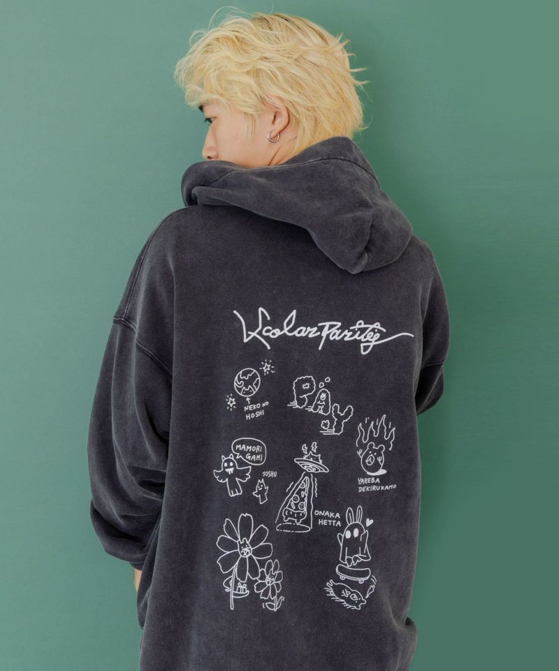 落書き風裏毛スノーウォッシュパーカー-10