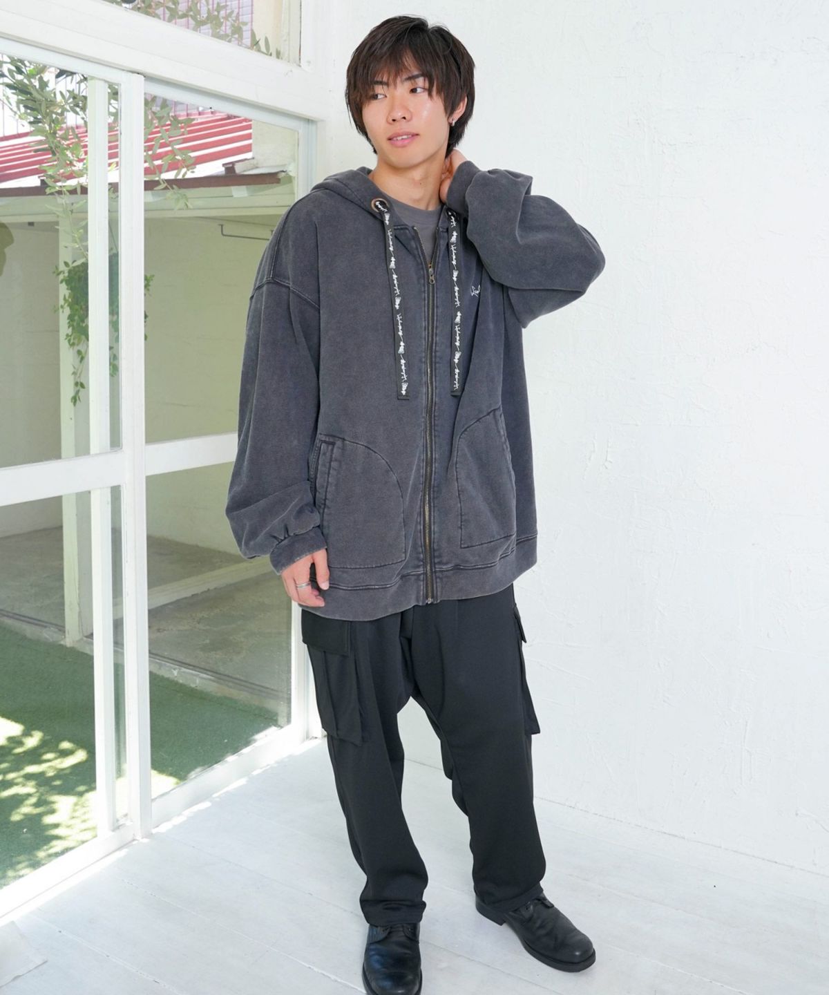 落書き風裏毛スノーウォッシュパーカー-13