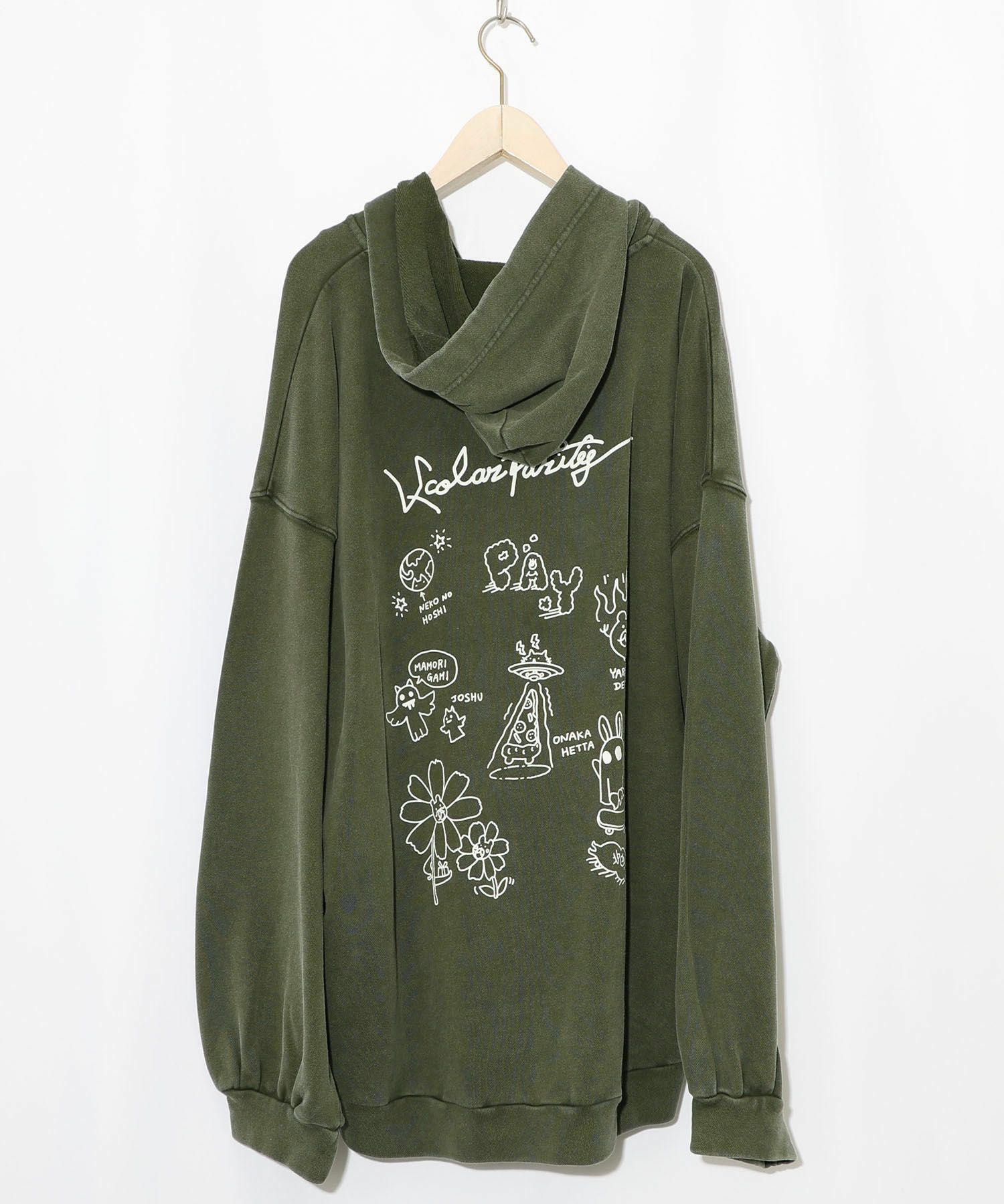 353119：落書き風裏毛スノーウォッシュパーカーの通販-ScoLar