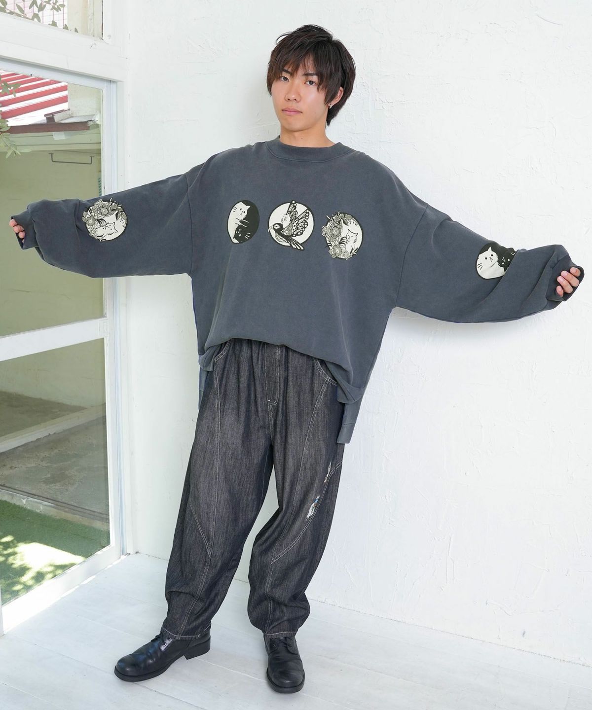 抜染Parity和柄裏毛プルオーバー-2