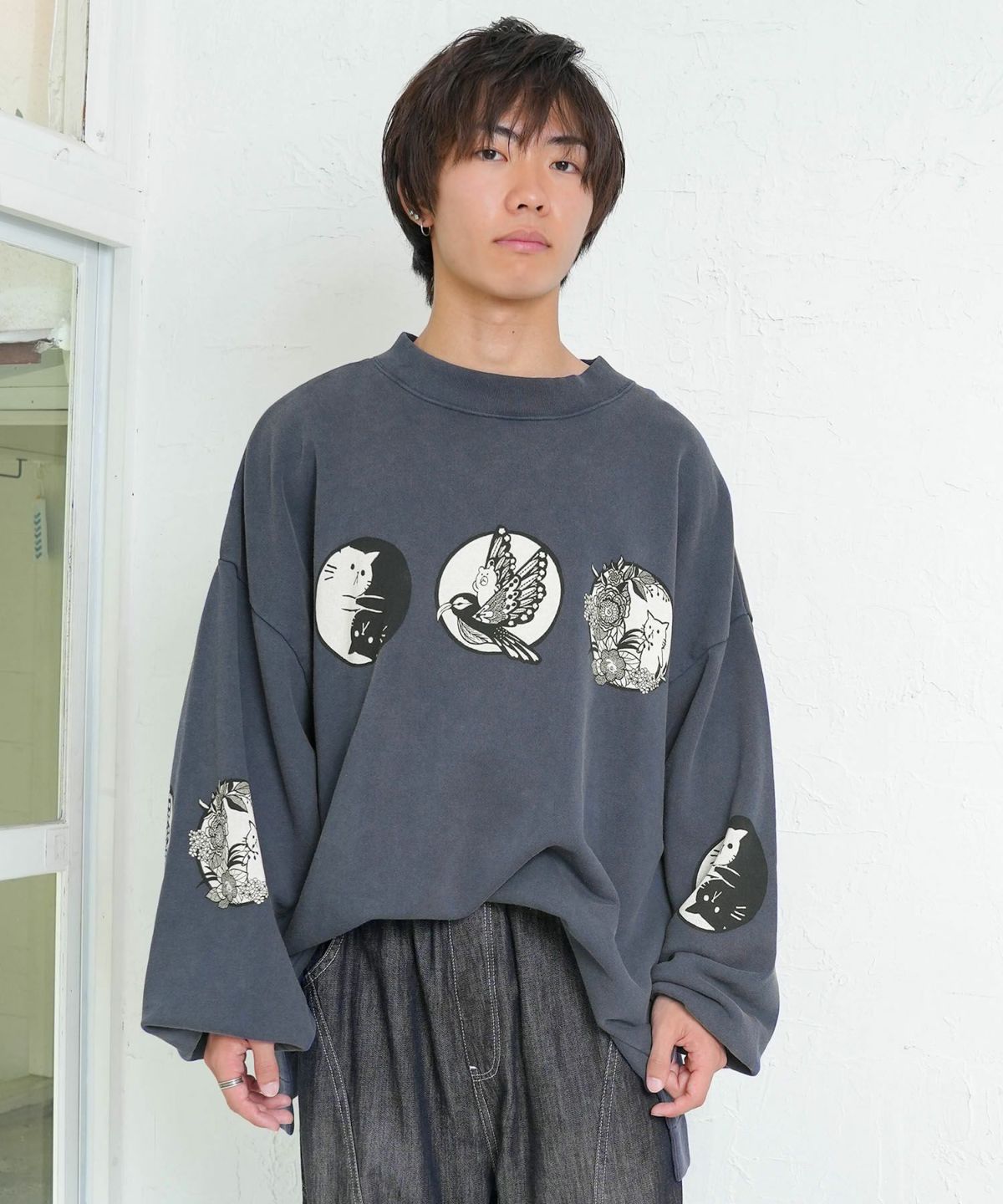 抜染Parity和柄裏毛プルオーバー-3