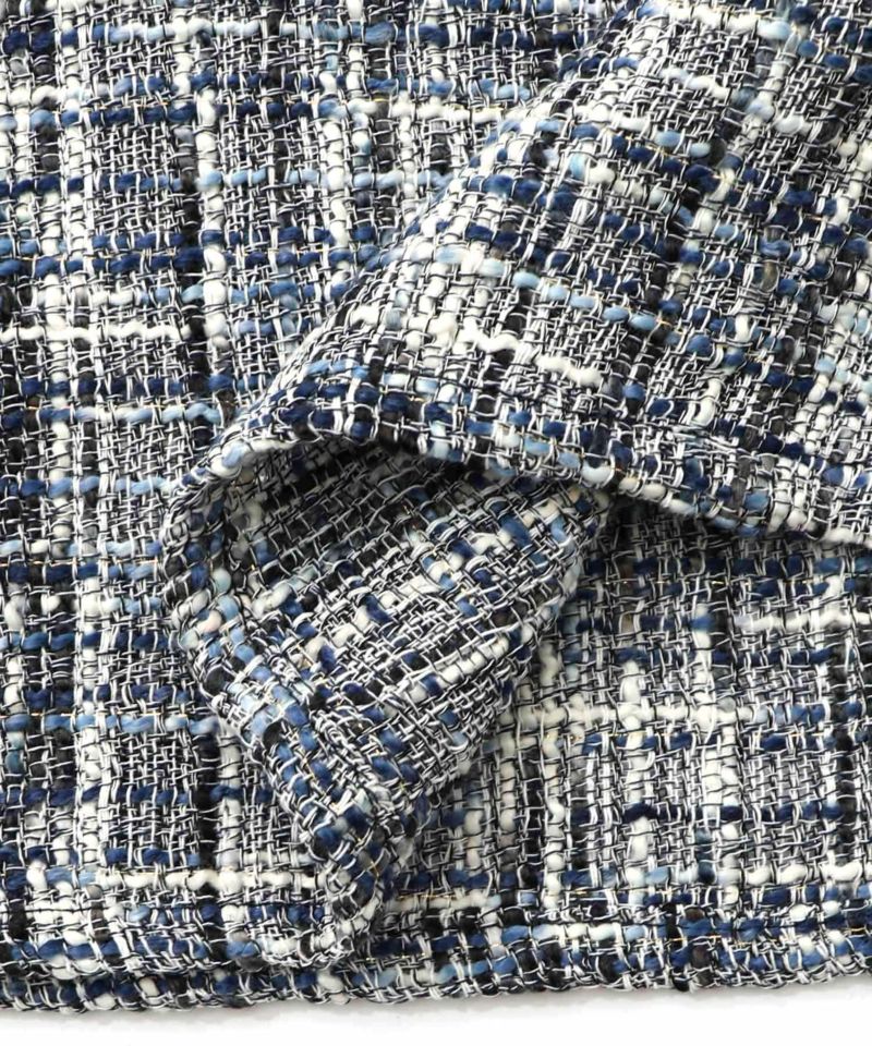 ラメツイード切替 花蝶刺繍デニムスカート-18