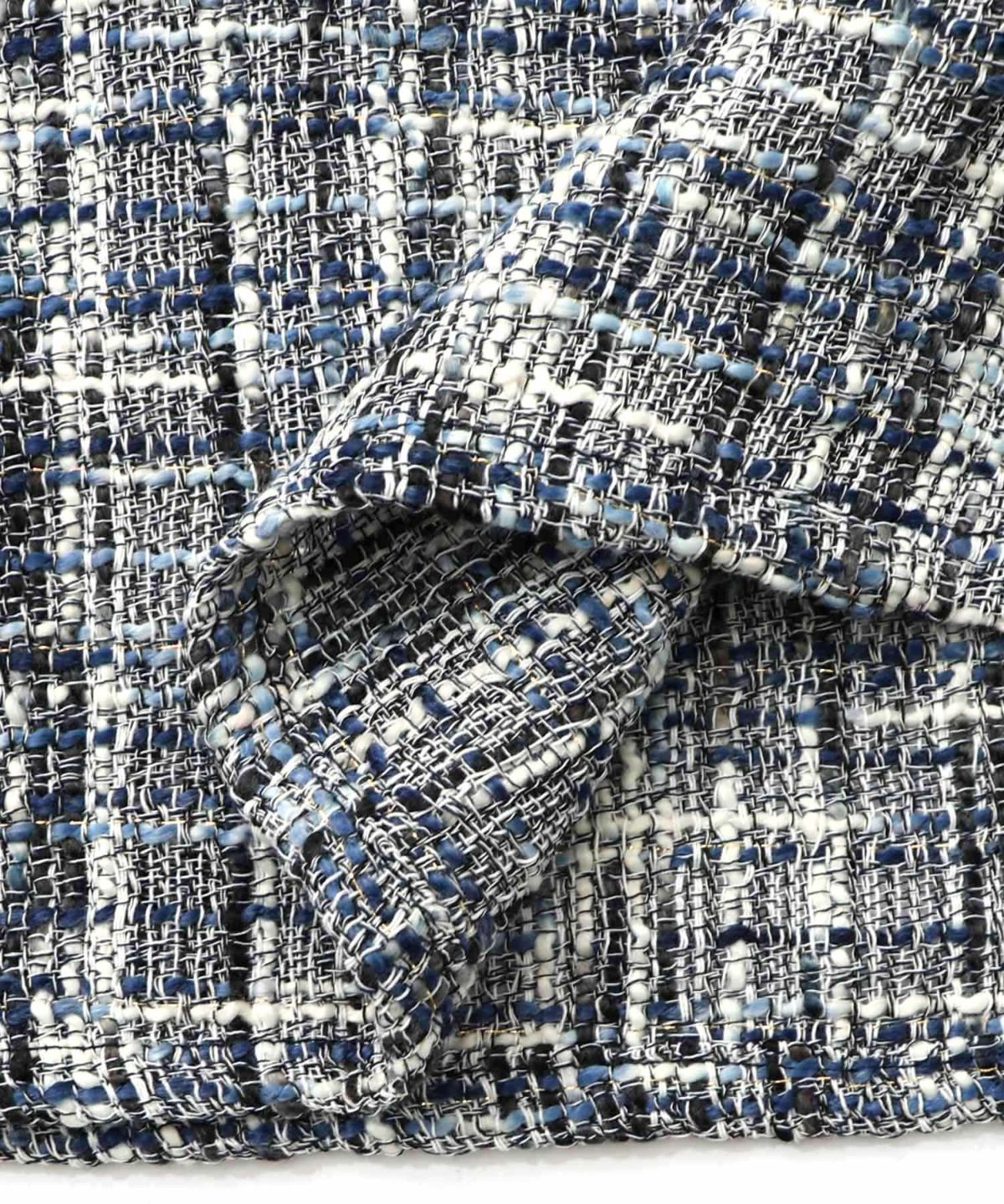 ラメツイード切替 花蝶刺繍デニムスカート-18