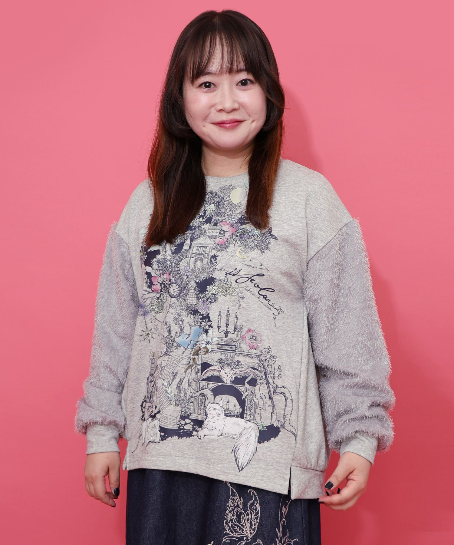 553248：フリンジシフォン切替裏毛プルオーバーの通販-ScoLar