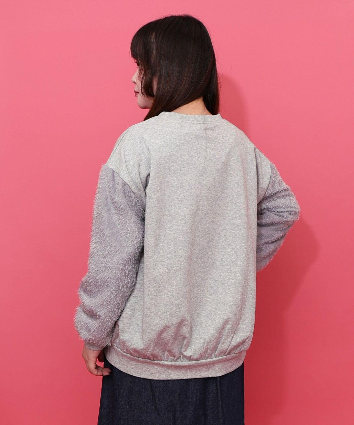 フリンジシフォン切替裏毛プルオーバー-4