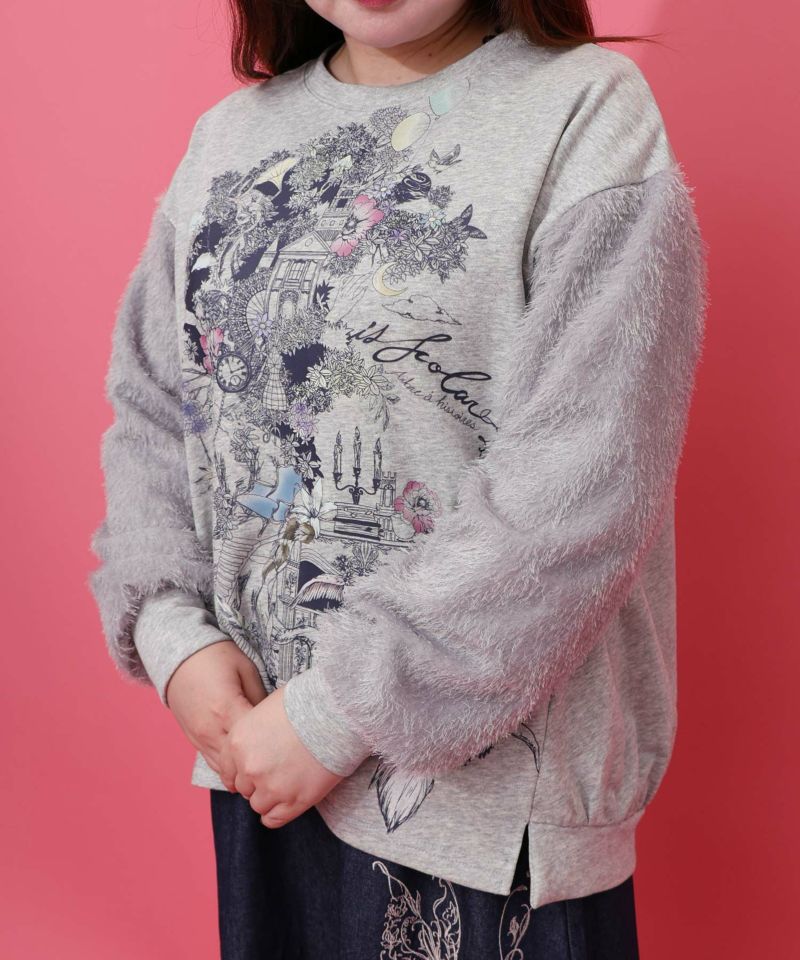 フリンジシフォン切替裏毛プルオーバー-5