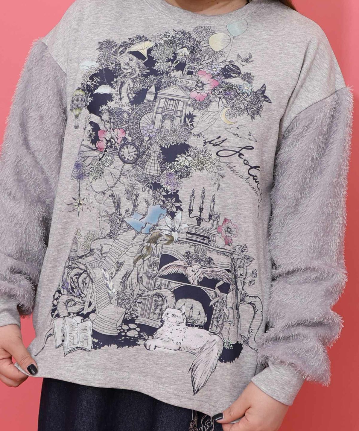 フリンジシフォン切替裏毛プルオーバー-7