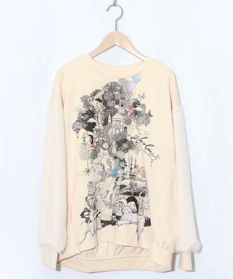 フリンジシフォン切替裏毛プルオーバー-8