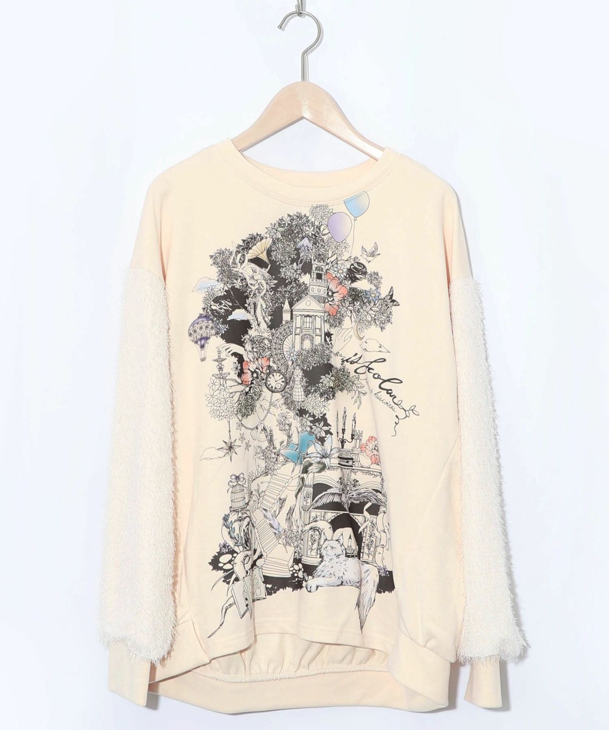 フリンジシフォン切替裏毛プルオーバー-8