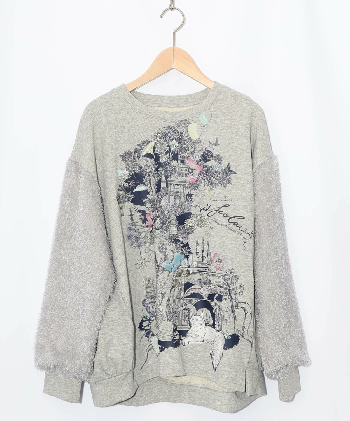 フリンジシフォン切替裏毛プルオーバー-10