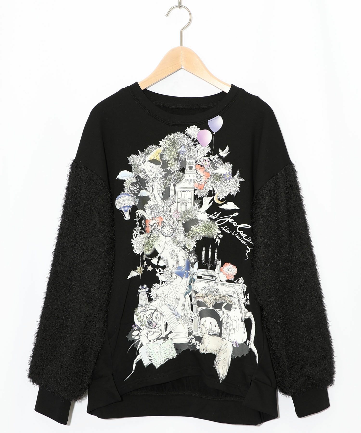 フリンジシフォン切替裏毛プルオーバー-12