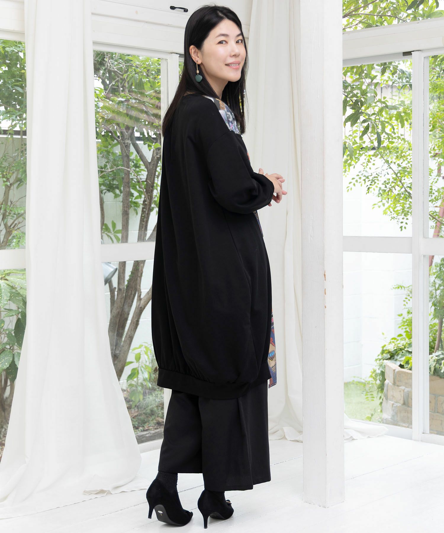 異素材ミックス裏毛アシメワンピース-5