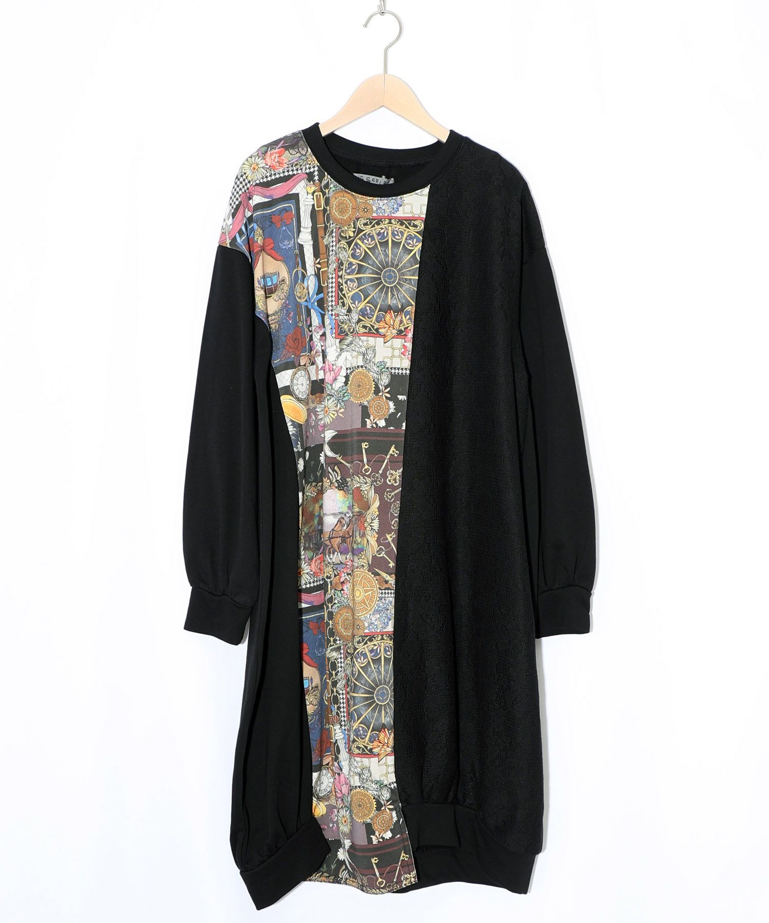 異素材ミックス裏毛アシメワンピース-8