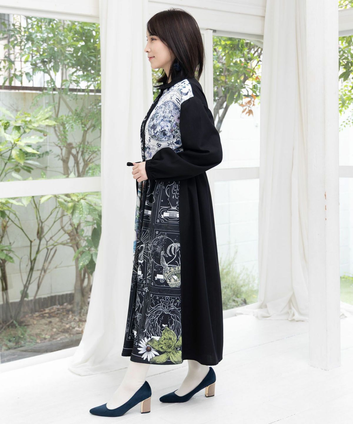 星×タロットコラージュ柄シャツワンピ-4